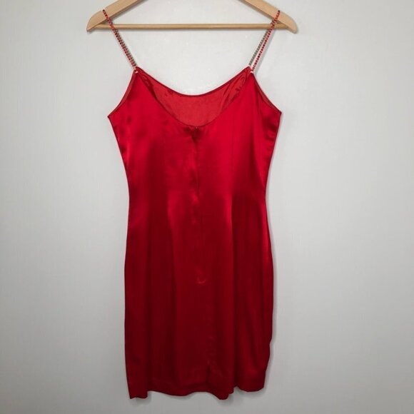 JESSICA McClintock  Vintage Red Satin Mini Dress Size 9/10 - Picture 3 of 7